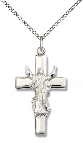 Risen Christ Cross Pendant - Sterling Silver