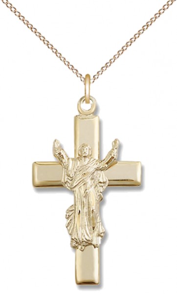Risen Christ Cross Pendant - 14KT Gold Filled
