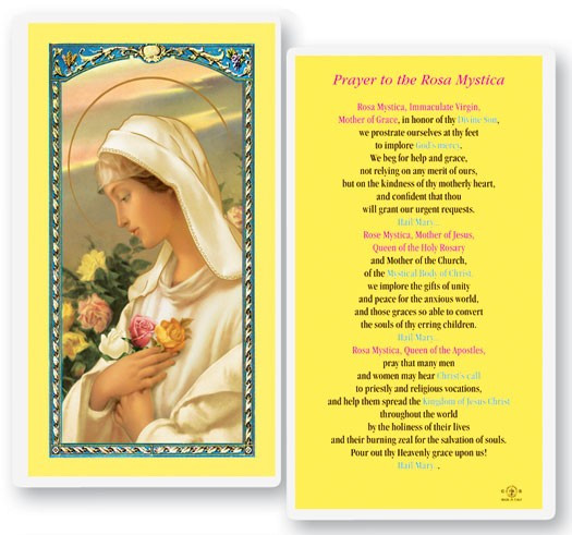 Rosa Mystical Laminated Laminated Prayer Card - 1 Prayer Card .99 each