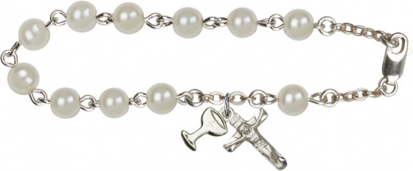 Rosary Bracelet - Imitation Pearl Bead - White