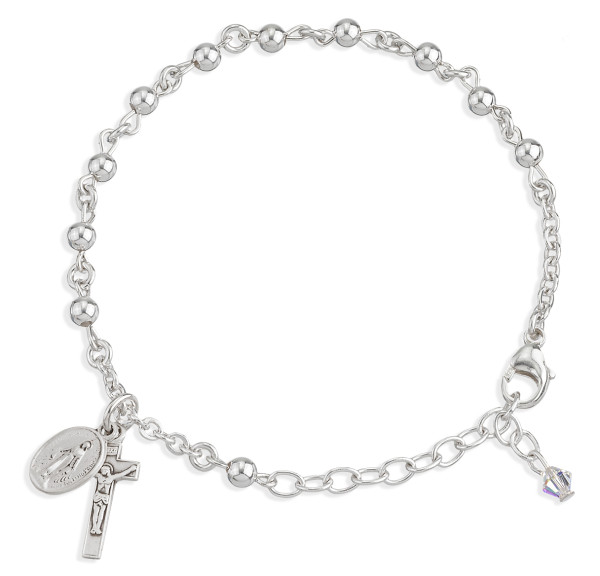 Rosary Bracelet - Sterling Silver Round - Sterling Silver