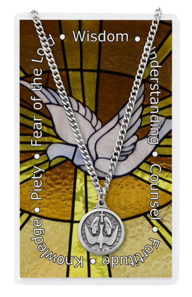 Round Holy Spirit Prayer Card Set - Silver tone