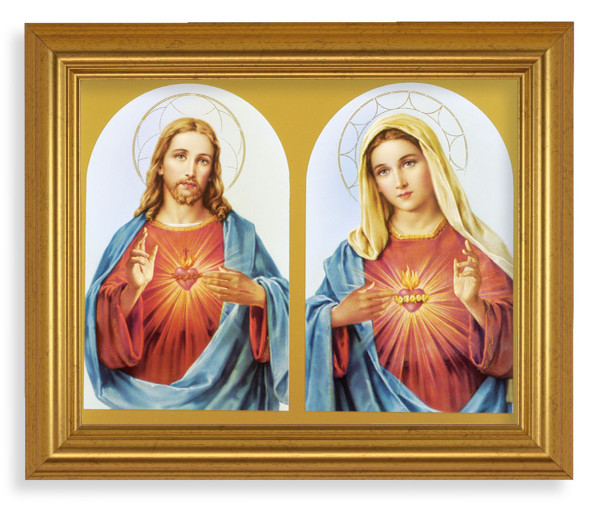 Sacred Heart and Immaculate Heart 8x10 Framed Print Under Glass - #110 Frame