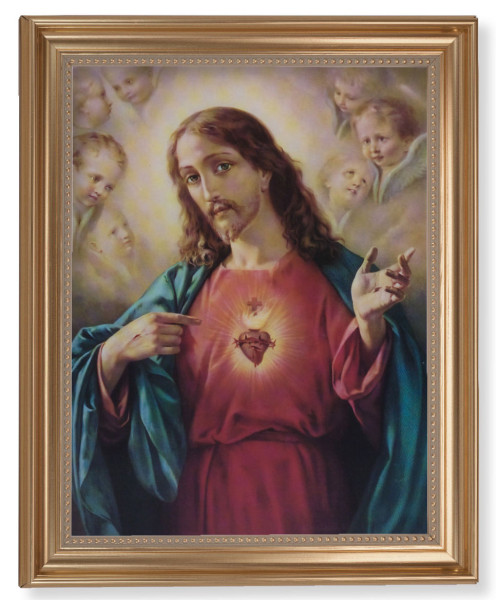 Sacred Heart of Jesus 11x14 Framed Print Artboard - #129 Frame