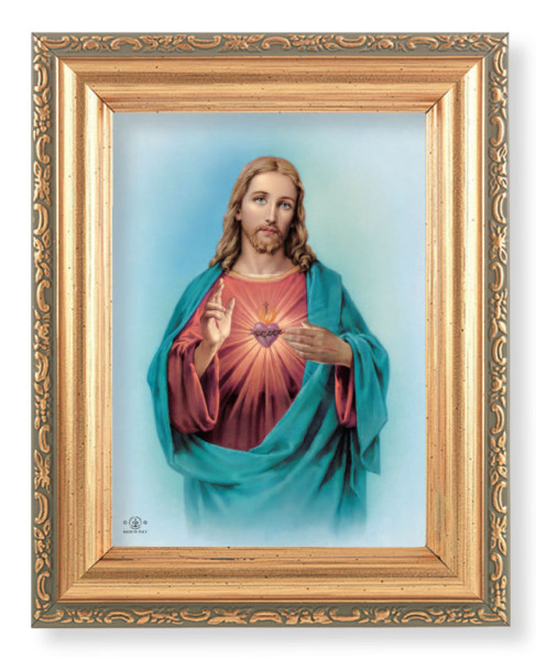 Sacred Heart of Jesus 4x5.5 Print Under Glass - Full Color