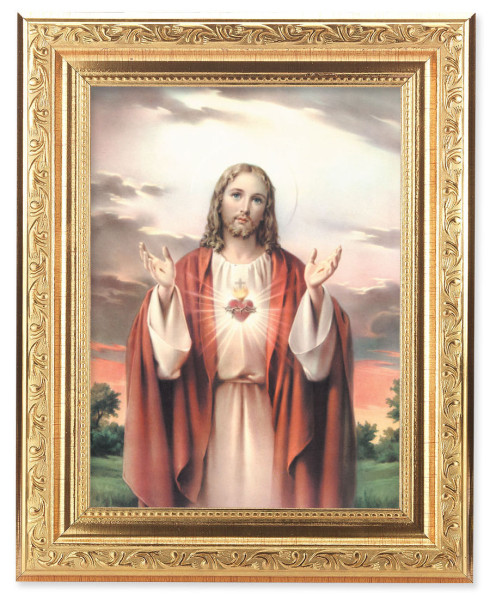 Sacred Heart of Jesus 6x8 Print Under Glass - #162 Frame