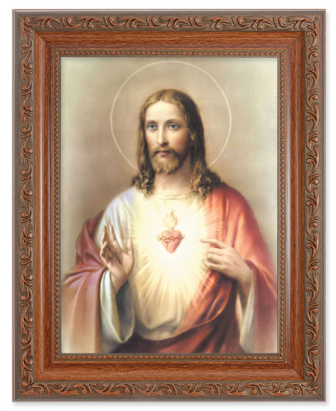 Sacred Heart of Jesus 6x8 Print Under Glass - #161 Frame