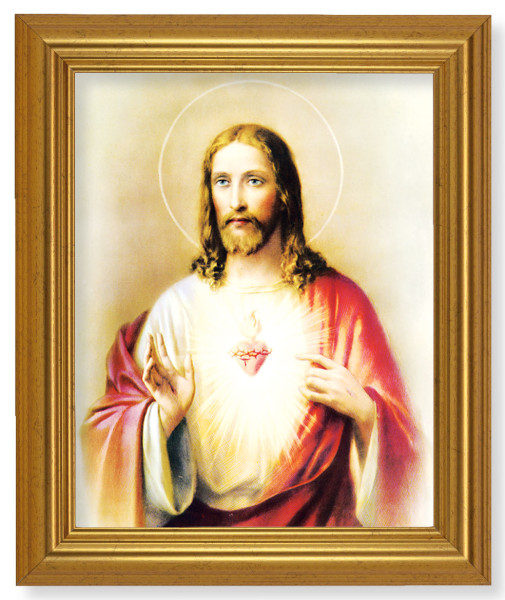 Sacred Heart of Jesus 8x10 Framed Print Under Glass - #110 Frame