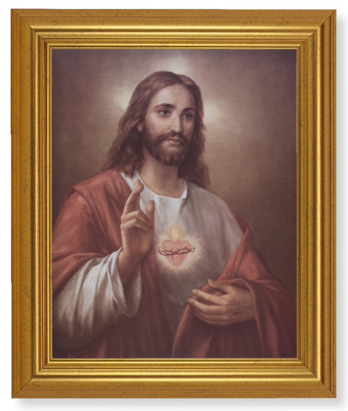 Sacred Heart of Jesus 8x10 Framed Print Under Glass - #110 Frame