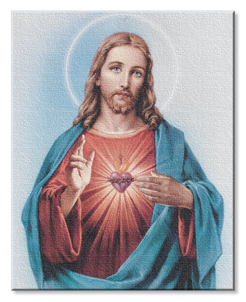 Sacred Heart of Jesus 8x10 Stretched Canvas Print - Full Color