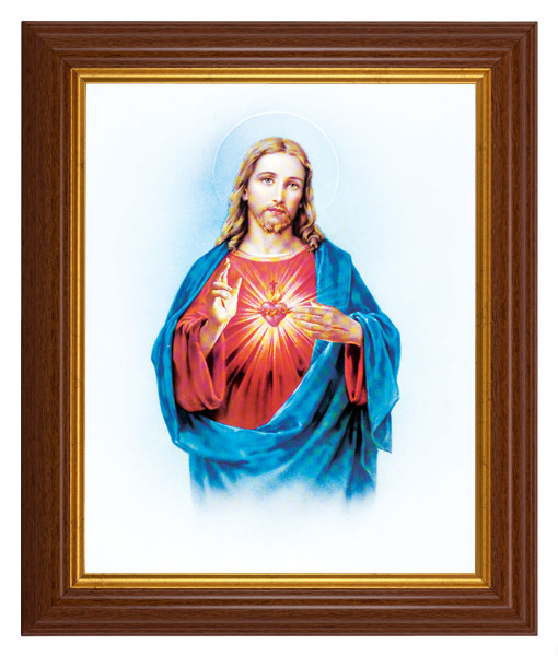Sacred Heart of Jesus 8x10 Textured Artboard Dark Walnut Frame - #112 Frame