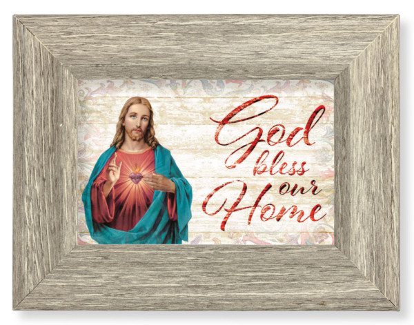 Sacred Heart of Jesus 8x6 Gray Oak Frame - Gray