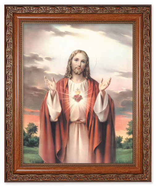 Sacred Heart of Jesus 8x10 Framed Print Under Glass - #161 Frame