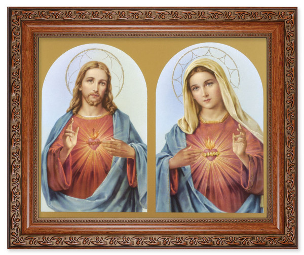 Sacred Heart and Immaculate Heart 8x10 Framed Print Under Glass - #161 Frame