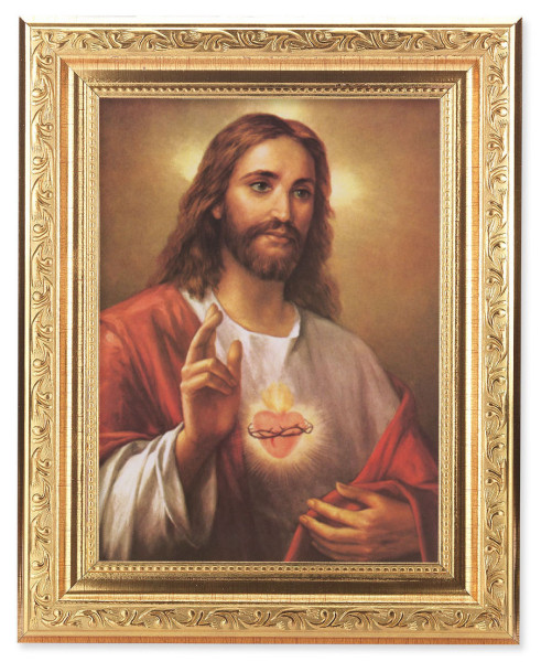 Sacred Heart of Jesus by La Fuente 6x8 Print Under Glass - #162 Frame