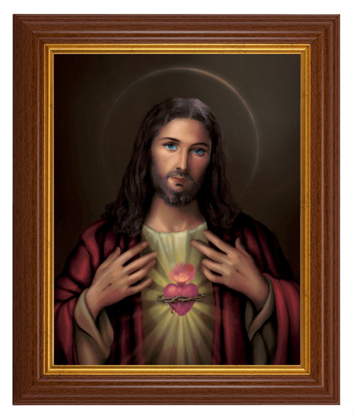 Sacred Heart of Jesus by Simeone 8x10 Textured Artboard Dark Walnut Frame - #112 Frame
