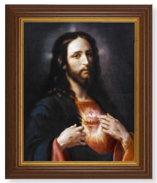 Sacred Heart of Jesus by Wingate 8x10 Textured Artboard Dark Walnut Frame - #112 Frame