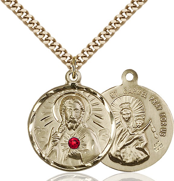Sacred Heart and Our Lady of Mount Carmel Pendant - 14KT Gold Filled