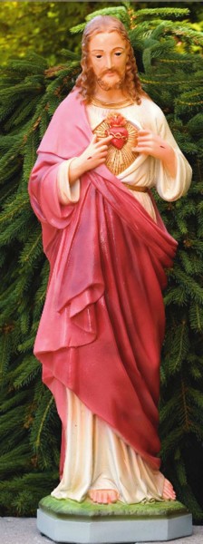 Sacred Heart of Jesus Outdoor Statue 33 Inches - Detailed Color Finish