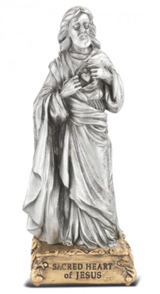 Sacred Heart of Jesus Pewter Statue 4 Inch - Pewter