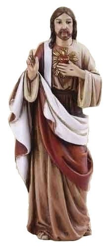 Sacred Heart of Jesus Statue 4&quot; - Multi-Color Browns