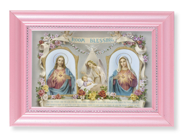 Sacred Hearts Baby Room Blessing 4x6 Print Pearlized Frame - #117 Frame