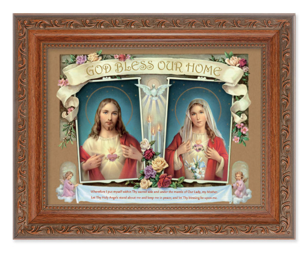Sacred Hearts House Blessing 6x8 Print Under Glass - #161 Frame