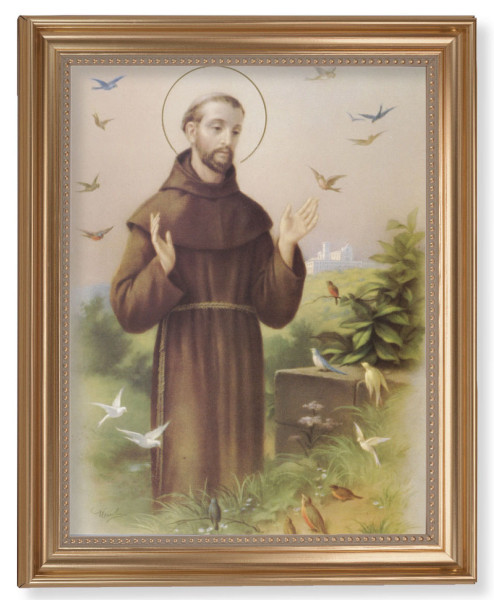 Saint Francis with Birds 11x14 Framed Print Artboard - #129 Frame