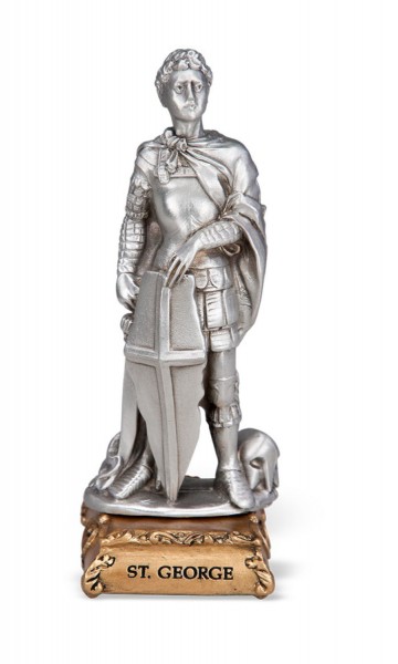 Saint George Pewter Statue 4.5 Inches - Gold | Silver