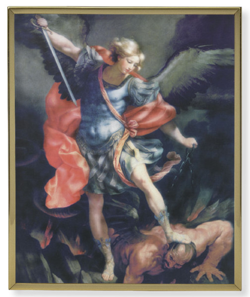 Saint Michael by Guido Gold Frame 8x10 Plaque - Full Color