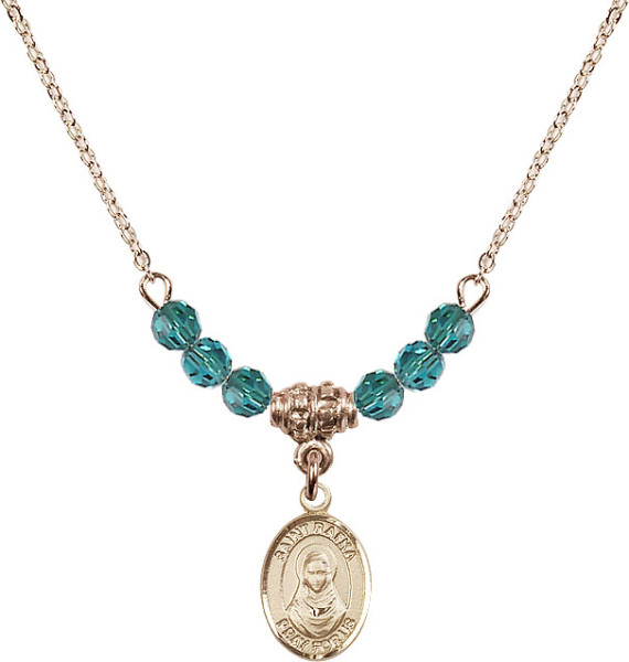 Saint Rafka Gold Filled Charm Medal with Zircon Beads - 14KT Gold Filled