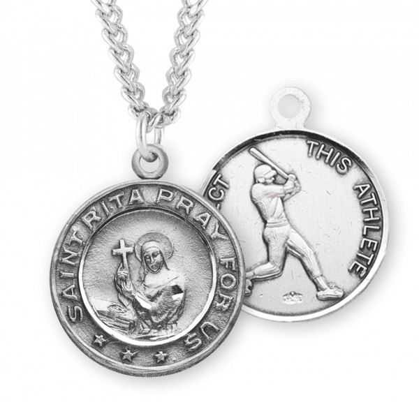 Saint Rita Sterling Silver Baseball Medal Boys - Sterling Silver