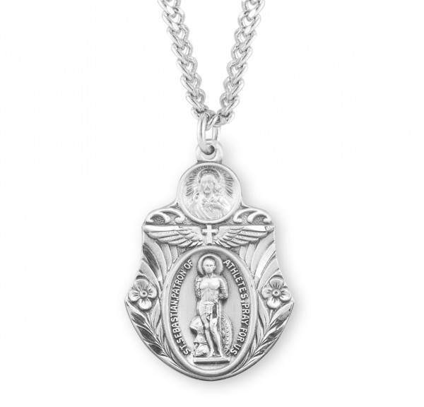 Saint Sebastian Athletes Badge Medal - Sterling Silver