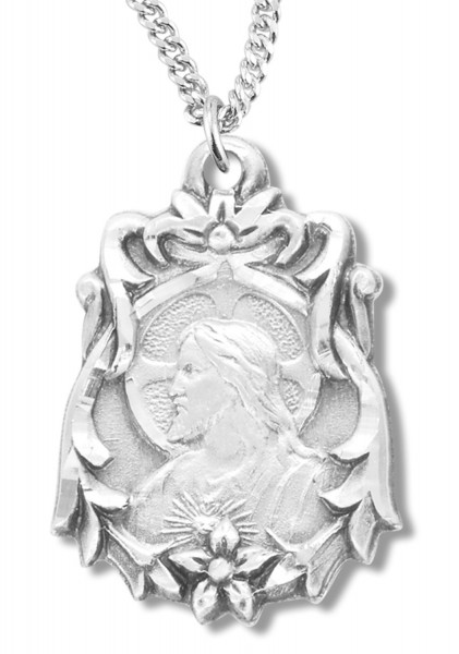 Profile Scapular Medal Sterling Silver Necklace - Sterling Silver