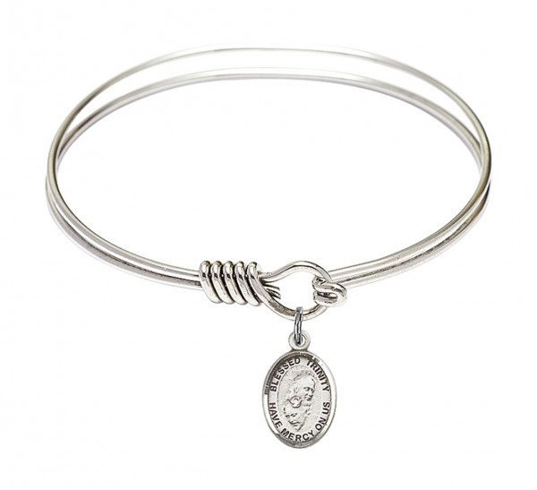 Smooth Bangle Bracelet with a Blessed Trinity Charm - Silver