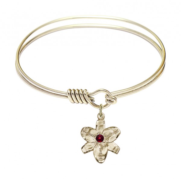 Smooth Bangle Bracelet with a Chastity Charm - Garnet