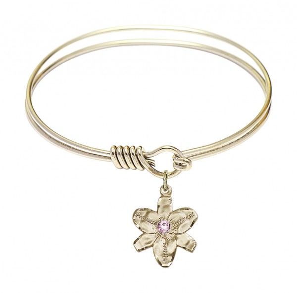 Smooth Bangle Bracelet with a Chastity Charm - Light Amethyst