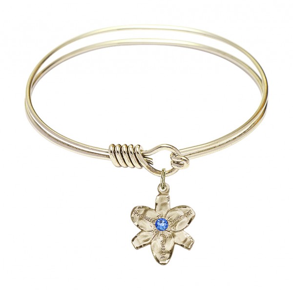 Smooth Bangle Bracelet with a Chastity Charm - Sapphire