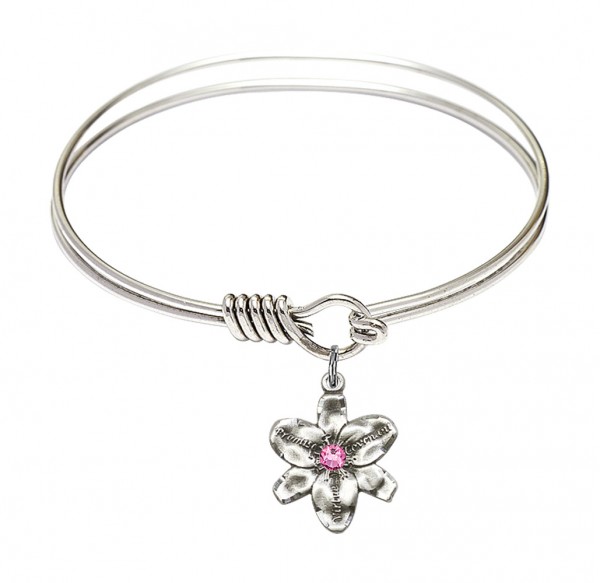 Smooth Bangle Bracelet with a Chastity Charm - Rose