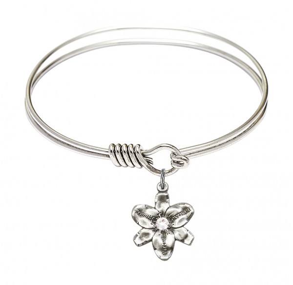 Smooth Bangle Bracelet with a Chastity Charm - Crystal