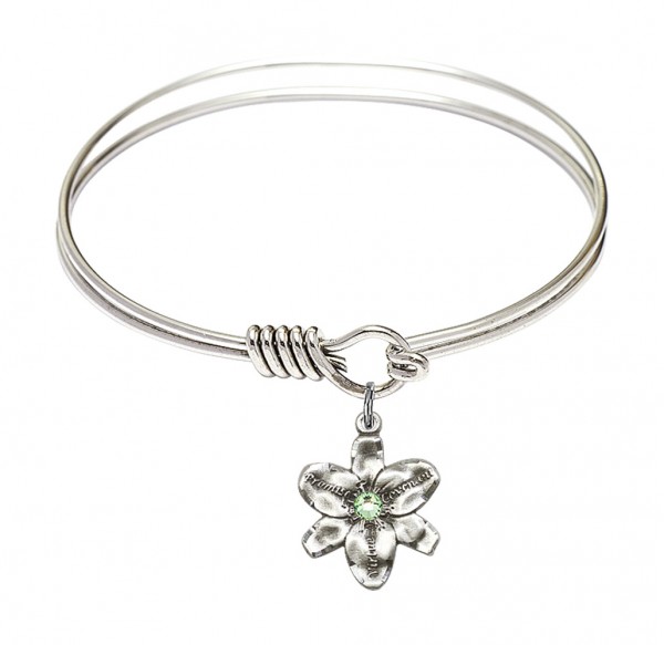 Smooth Bangle Bracelet with a Chastity Charm - Peridot