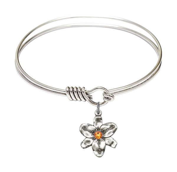 Smooth Bangle Bracelet with a Chastity Charm - Topaz