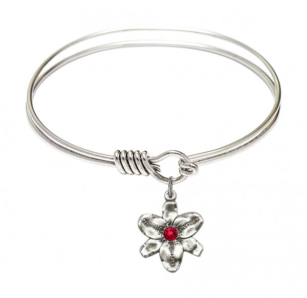 Smooth Bangle Bracelet with a Chastity Charm - Ruby Red