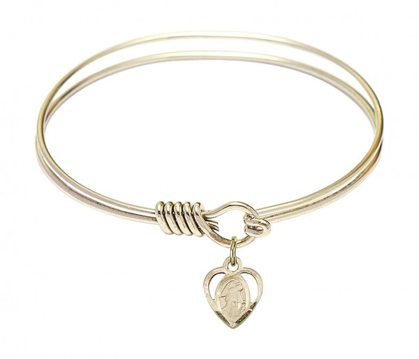 Smooth Bangle Bracelet with a Guardian Angel Charm - Gold