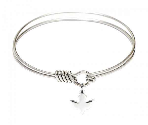 Smooth Bangle Bracelet with a Holy Spirit Dove Charm - Silver