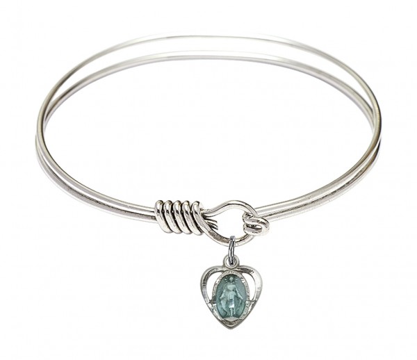 Smooth Bangle Bracelet with a Miraculous Heart Charm - Silver