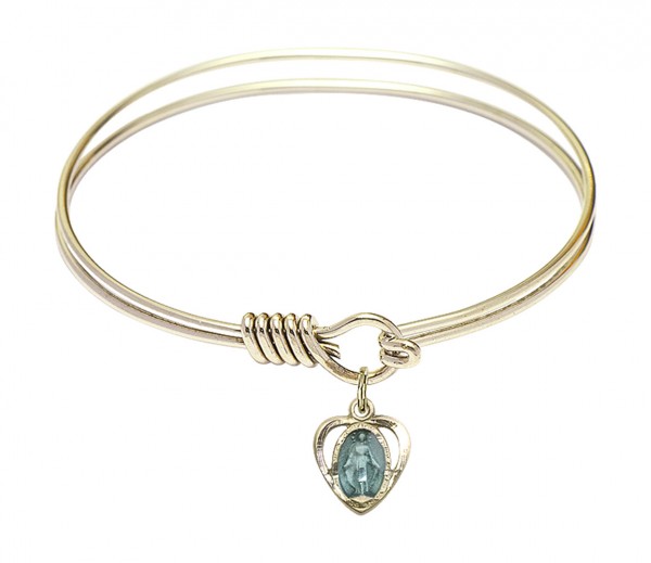 Smooth Bangle Bracelet with a Miraculous Heart Charm - Gold