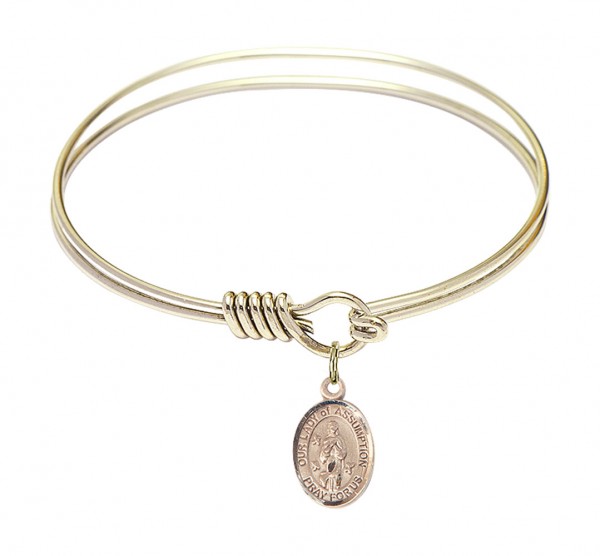 Smooth Bangle Bracelet with Our Lady of Assumption Charm - Gold