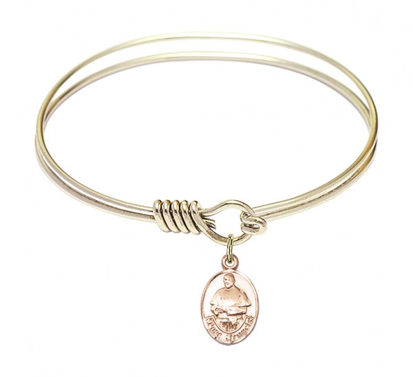 Smooth Bangle Bracelet with a Pope Francis Charm - Gold