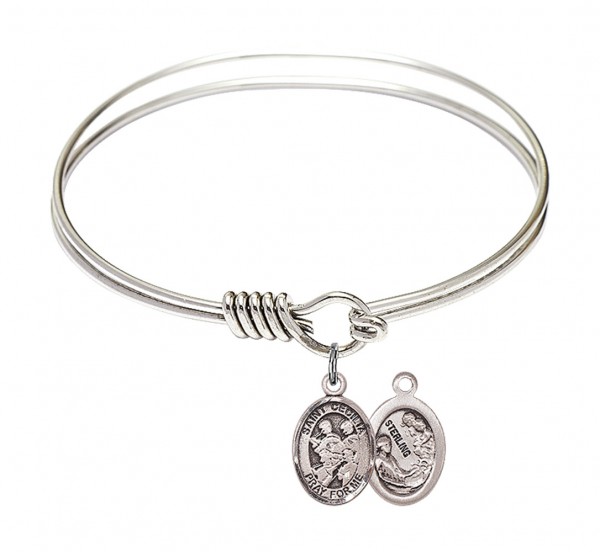 Smooth Bangle Bracelet with a Saint Cecilia Marching Band Charm - Silver